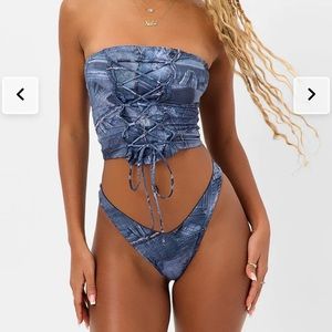 👙 FRANKIES BIKINIS 👙 ENZO CHEEKY BOTTOM IN BLUE JEAN